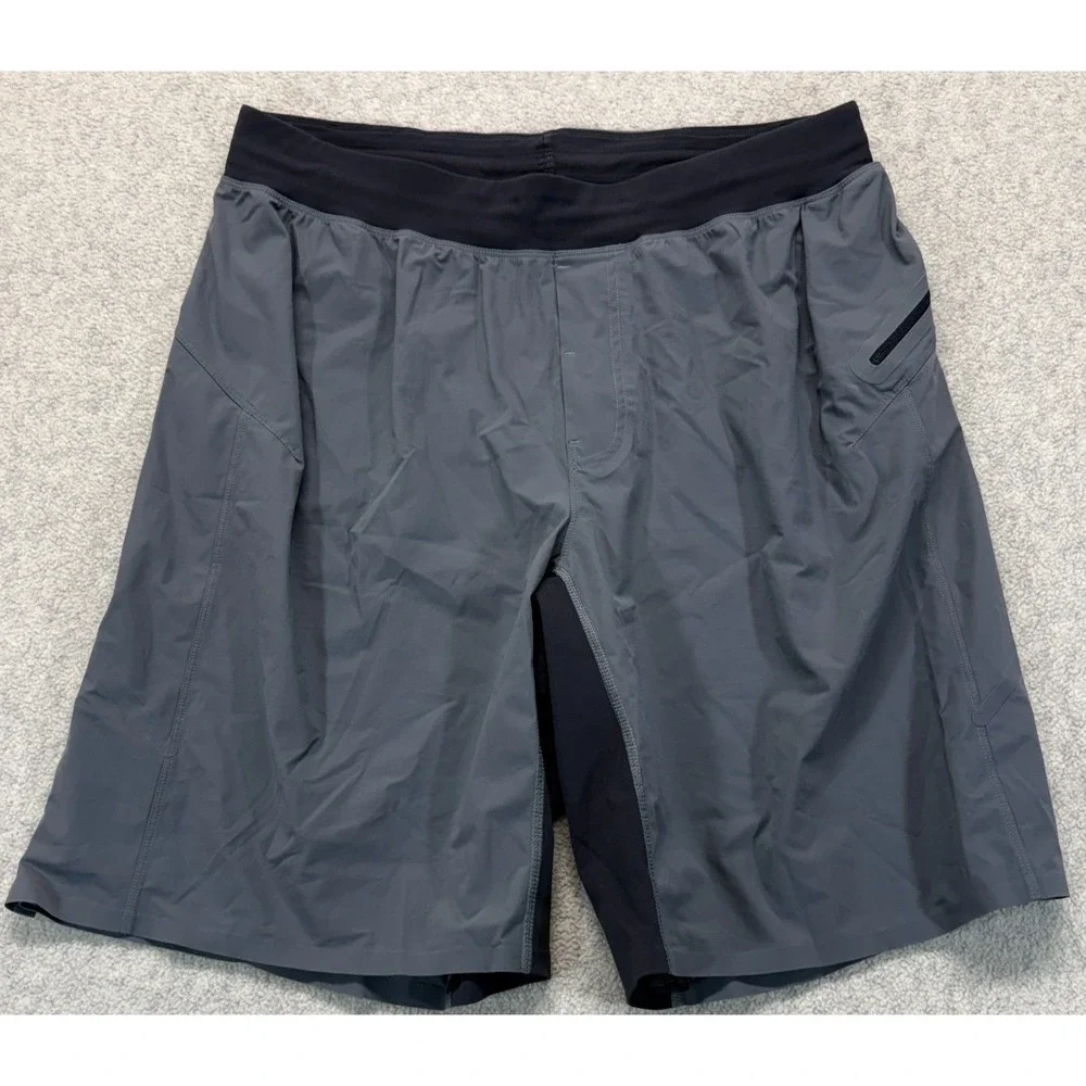 Lululemon Mens Assert Linerless Shorts Gray Stretch Drawstring Outdoor Running L